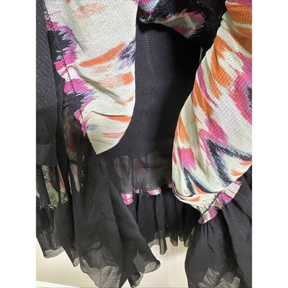 Calvin Klein‎ Midi Dress L Halter Vibrant Tye Dye Festival Chiffon Tiered Y2K - Picture 5 of 10